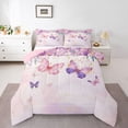 thumbnail image 3 of Homewish Girly Pink Butterfly Queen Comforter Set, Spring Garden Flower Bedding Sets, Princess Cartoon Reversible Bedding Comforter Set, Luxury Bedroom Decor, 3-Piece, 3 of 8