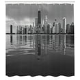 thumbnail image 3 of Ambesonne Chicago Skyline Shower Curtain, Harbor Coastal Town, 69"Wx84"L, Black and White, 3 of 3