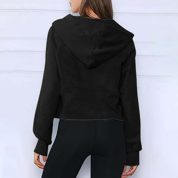 Pisexur Womens Fall Hoodies Pullover Sweatshirts Half Zipper Crop Hoodie Fleece Lined Collar Quarter Zip Up Hoodies Cropped Long Sleeve Tops
