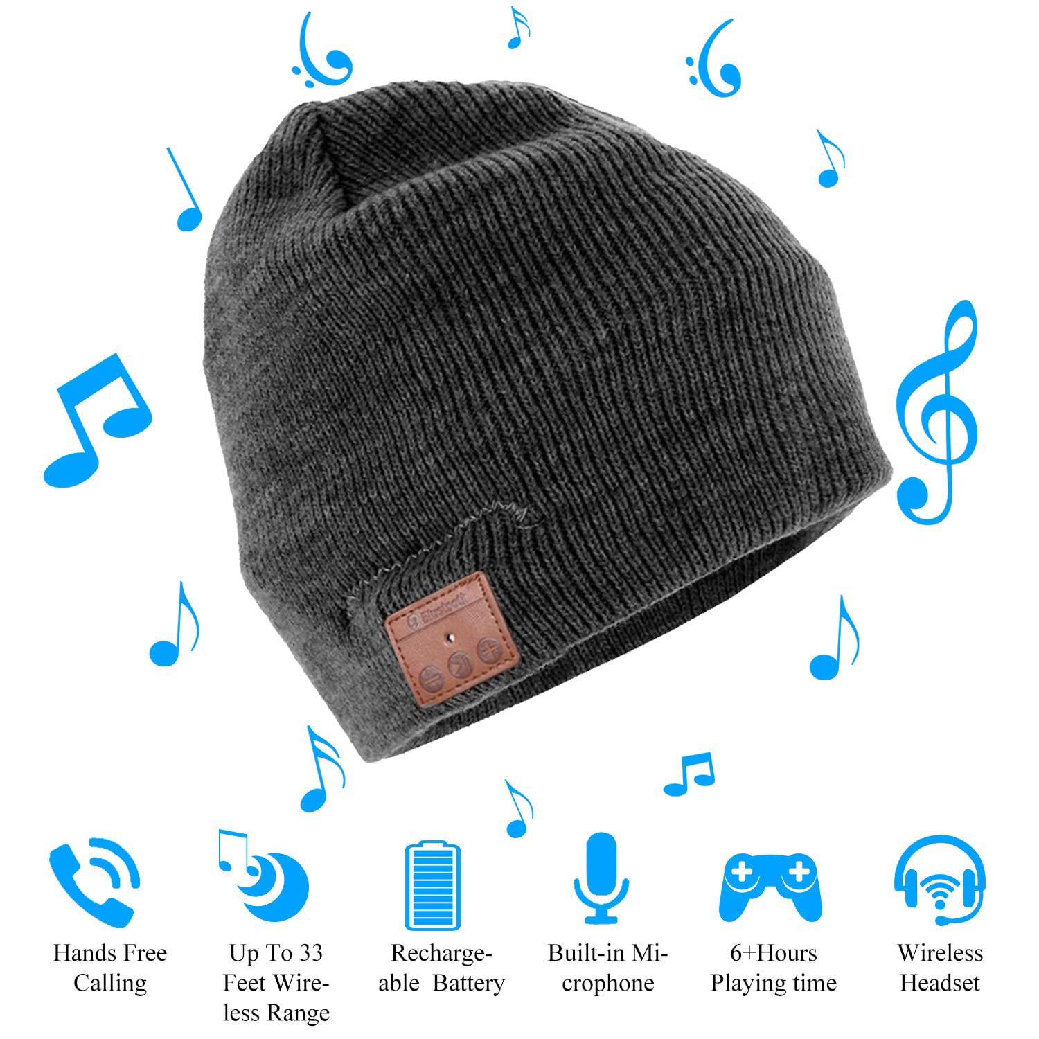 Pardecor Unisex Beanie Hat with Headphones Speaker Wireless Headset Earphone Winter Knitted Cap with Stereo Mic Unique Tech for Women Men Teen Boy Girls