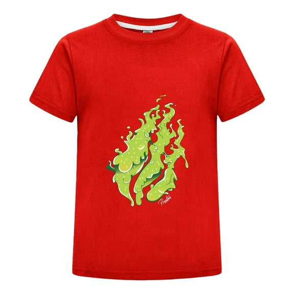 Slime Flame Green Goo Preston Playz Kids Gamer Tee – Flame T-Shirt for Boys Girls Summer Wear Graphic Top
