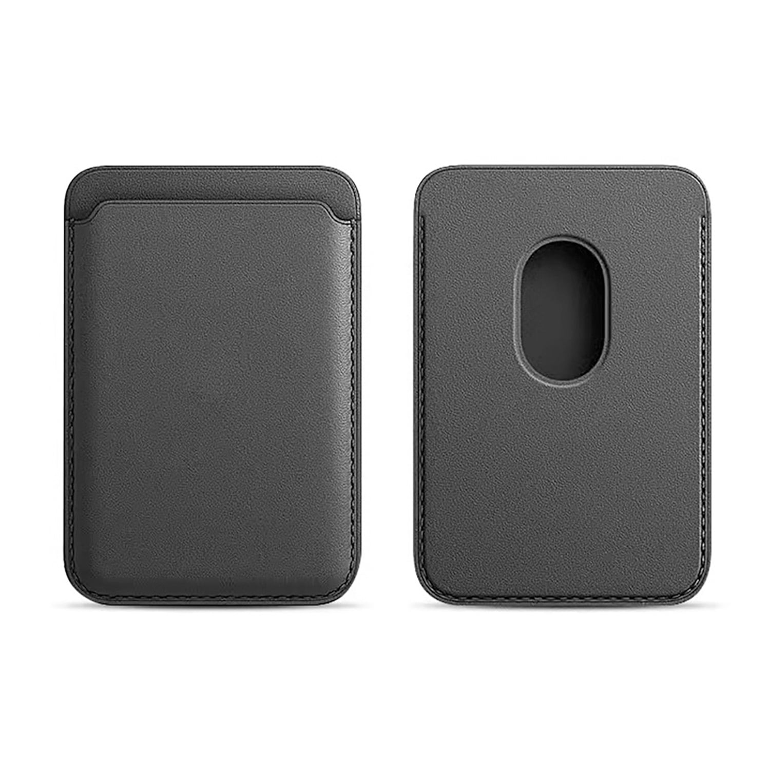 Leather Magnetic Card Wallet Holder - Black