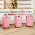 thumbnail image 3 of Ktaxon Double Nail Desk with Electric Dust Collectors, 5 Drawers, 2 Cabinets, Pink, 3 of 8