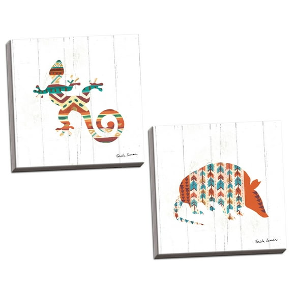 Gango Home Decor Southwestern Southwestern Vibes I & V by Farida Zaman (Ready to Hang); Two 16x16in Hand-Stretched Canvases