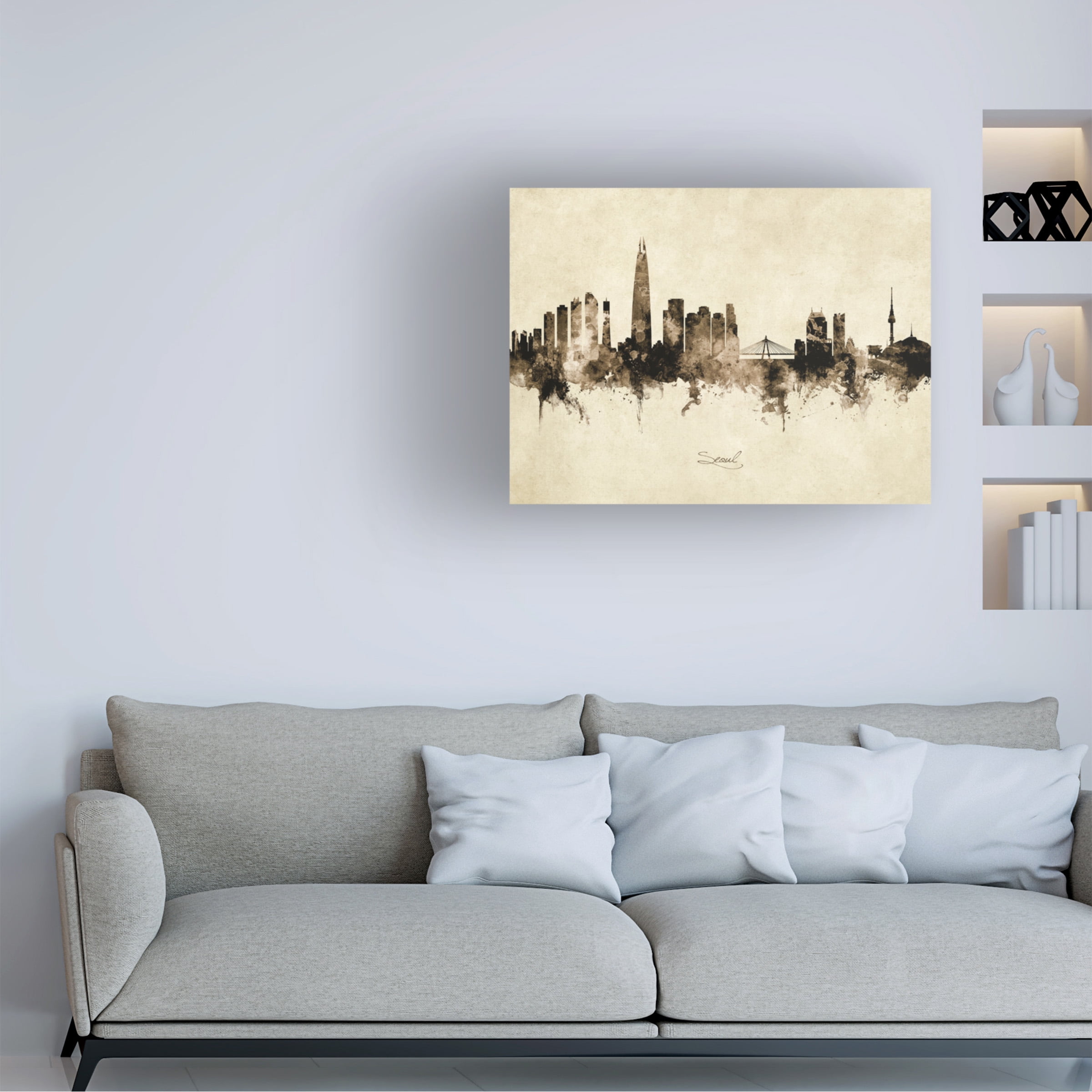 Michael Tompsett 'Seoul Skyline South Korea Vintage' Canvas Art