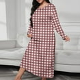 thumbnail image 3 of WMTBSRSW Plus Size Nightgowns for Women Soft Long Sleeve Nightgown Plaid Long Sleep Dress Crewneck Nightdress Nighties, 3 of 6