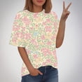 thumbnail image 1 of Fiudx Liquidación de Ofertas Flash Camiseta Estampada a La Moda para Mujer, Blusa de Manga Corta, Tops Informales con Cuello Redondo, 1 of 5