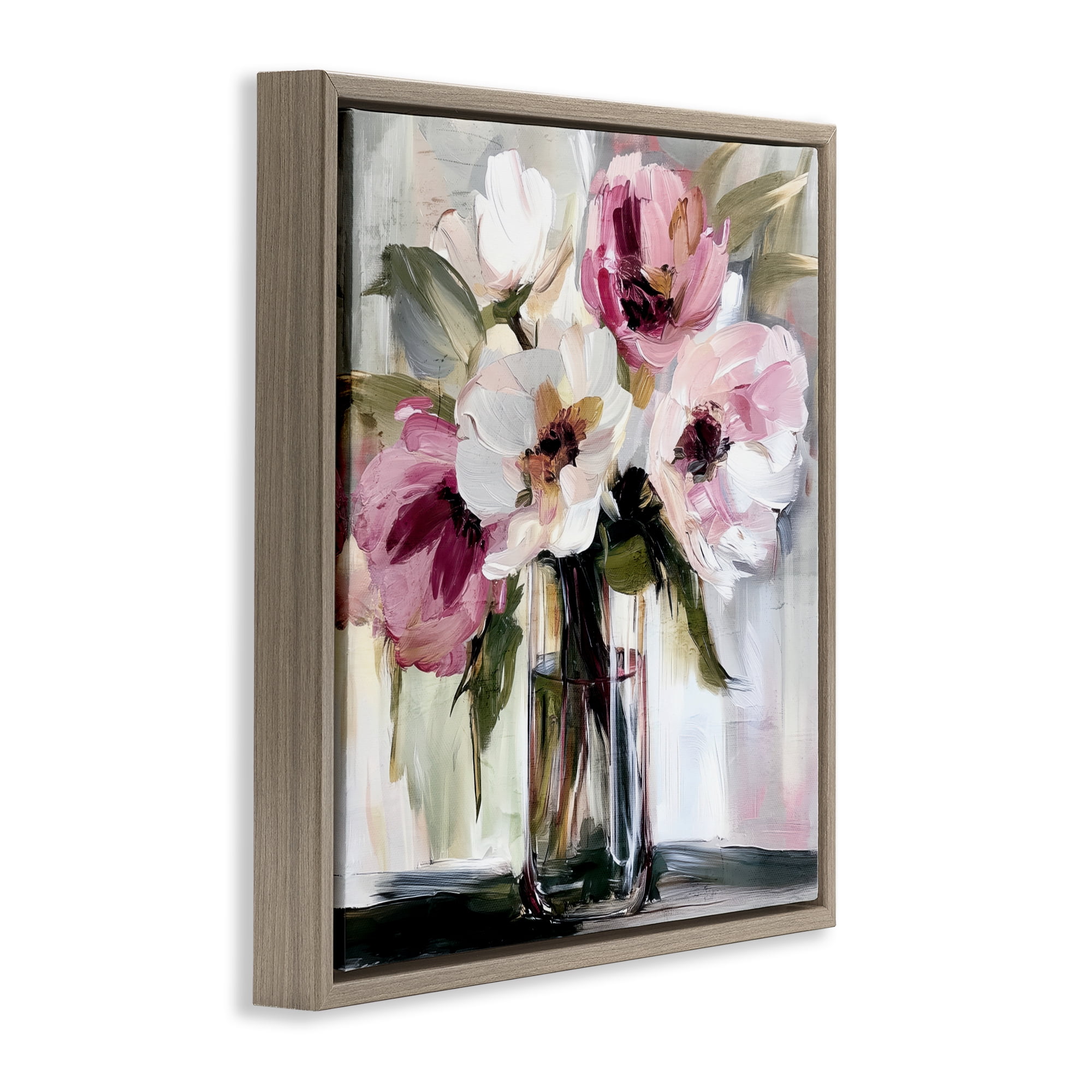 Stupell Industries Resonance Flower Vase Brown Framed Floater Canvas Wall Art, design by Annabelle Hall