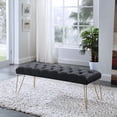thumbnail image 2 of Hi-Line Gifts 3.75' Midnight Black Velvet Button Tufted Bench With Gold Capped Legs, 2 of 3