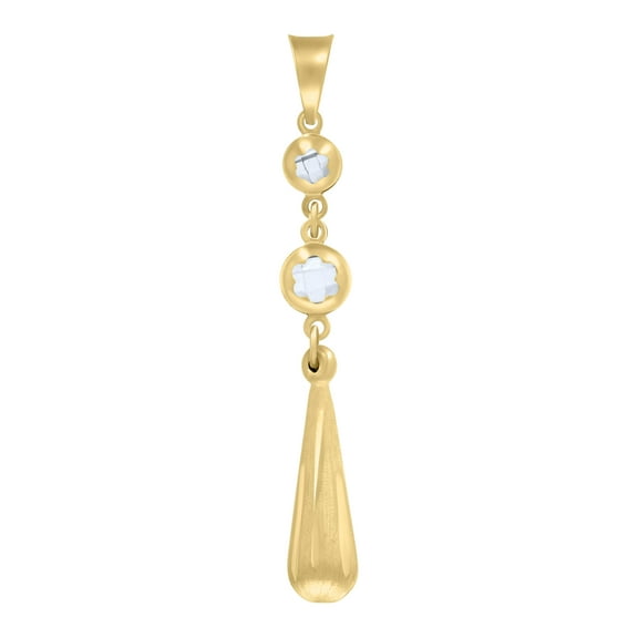 10kt Real Yellow Gold Womens Cubic-Zirconia Drop Fashion Dangling Charm Pendant