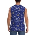 thumbnail image 4 of Lsque Golden Snowflakes Royal Blue Print Men's Cotton Blend Sleeveless Muscle Shirts (S-3XL)- Moisture Wicking, Odor Protection, UPF 30+,Medium, 4 of 8