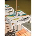 thumbnail image 2 of Square Outdoor Tablecloth with Umbrella Hole Boho Teal Yellow Orange Grey Outside Table Cloth Waterproof Patio Table Cover Middle Century Geometric Zipper Tablecloths for Picnic Camping 60x60 Inch, 2 of 8