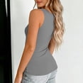 thumbnail image 4 of HongQid Women's V-Neck Sleeveless Fitted Tank Top – Basic Solid Color Slim Fit Cami, Stretchy Casual Layering Top for Summer,Gray M, 4 of 8