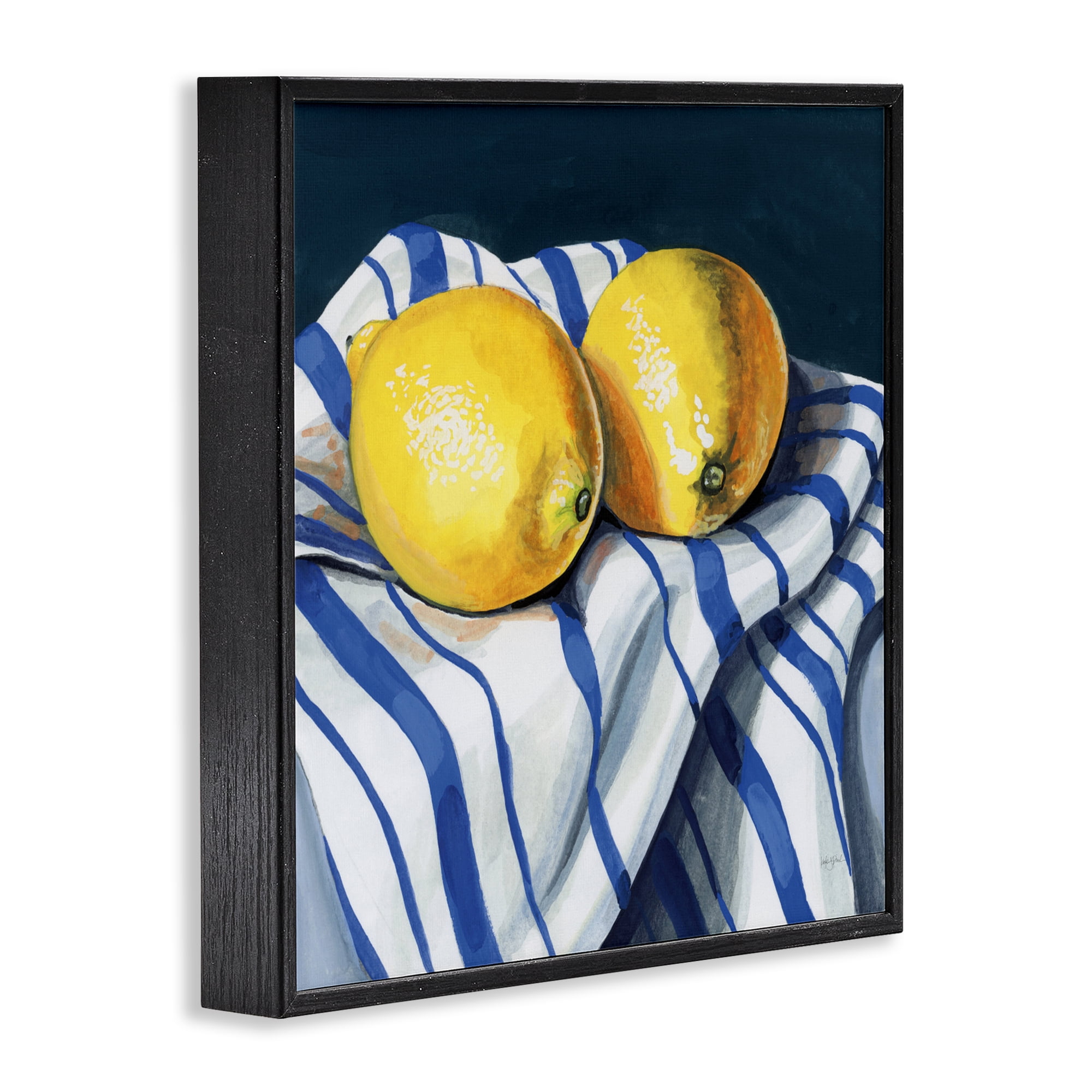 Stupell Industries Fresh Kitchen Lemons on Dishtowel Black Framed Giclee Art, design by Kate Jarvik Birch