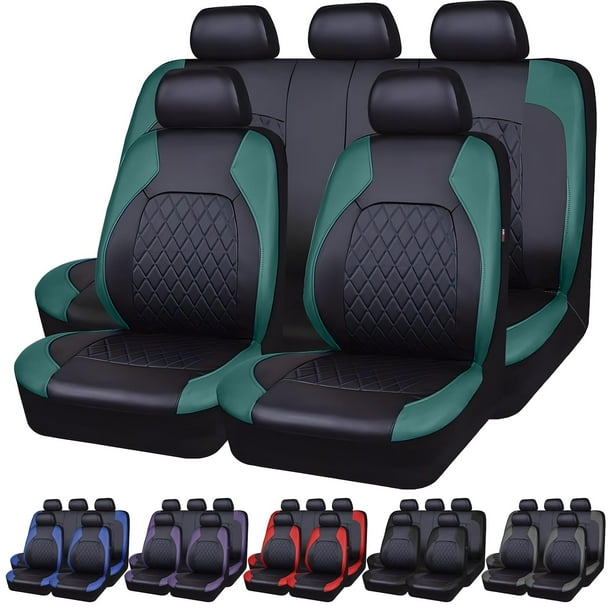 Juego Completo de Fundas para Asiento de Automovil Universal, Cubre Asientos para Auto Piel, Protector de Asientos para Auto, SUV, Coche, Camión, Furgoneta (Verde)