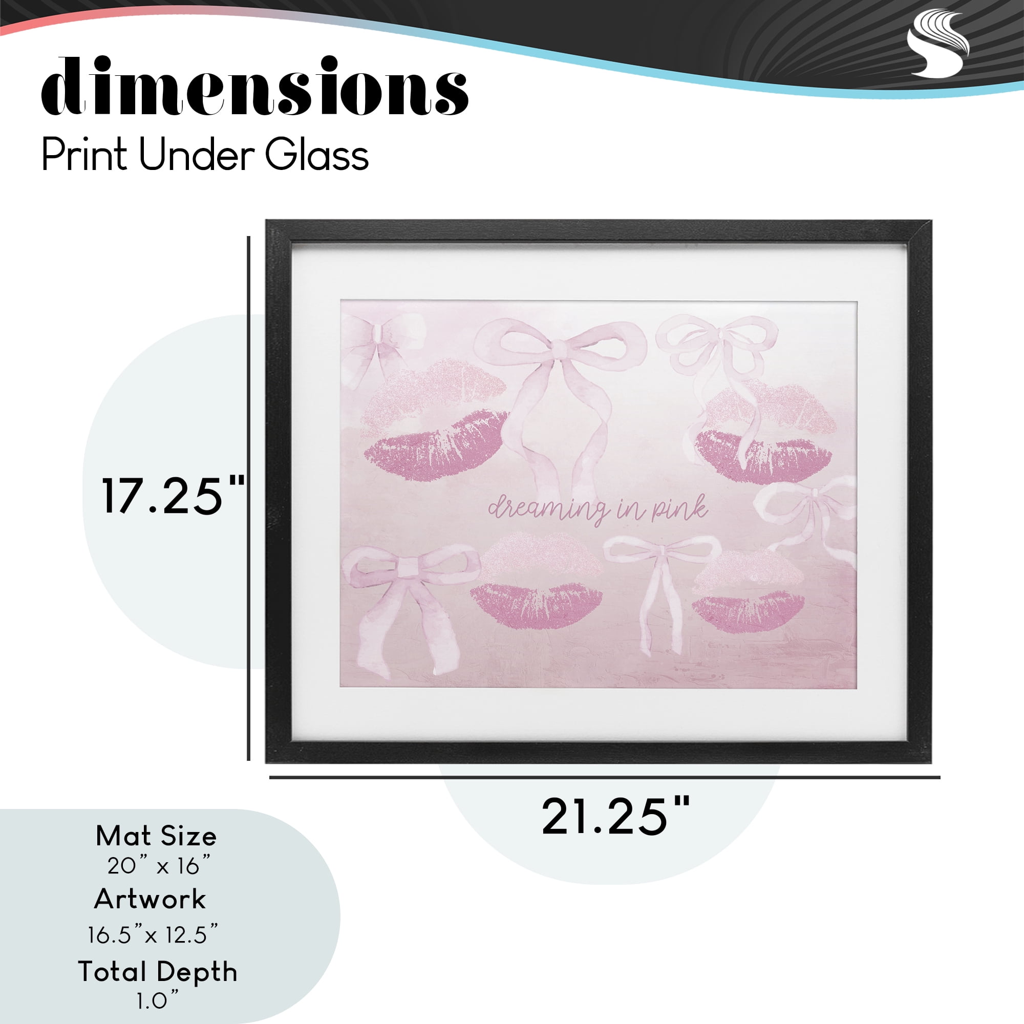 Dreaming In Pink Black Framed Print Under Glass, design by Kim Allen