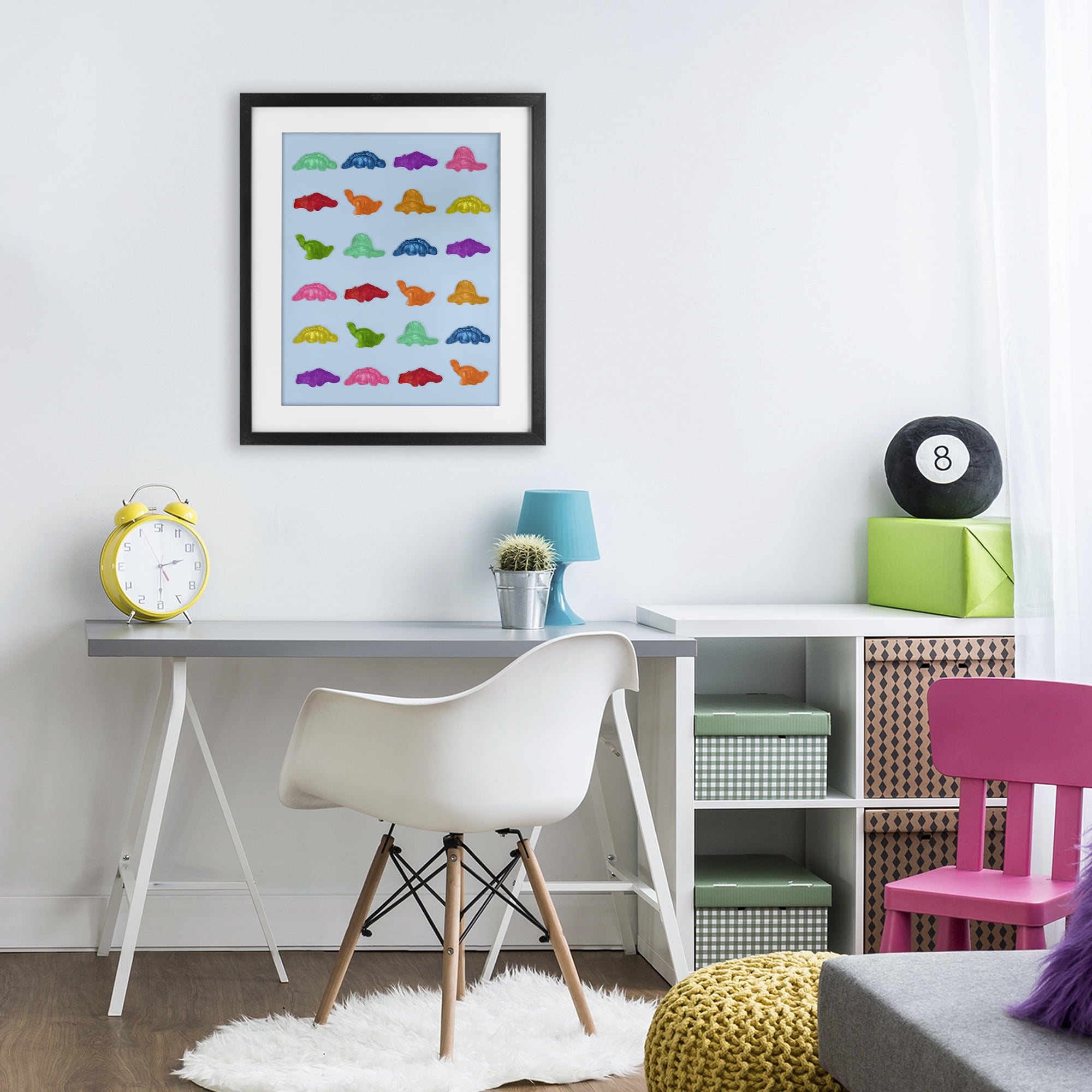 Stupell Industries Colorful Dinosaur Gummies Black Framed Print Under Glass, design by LISH Creative