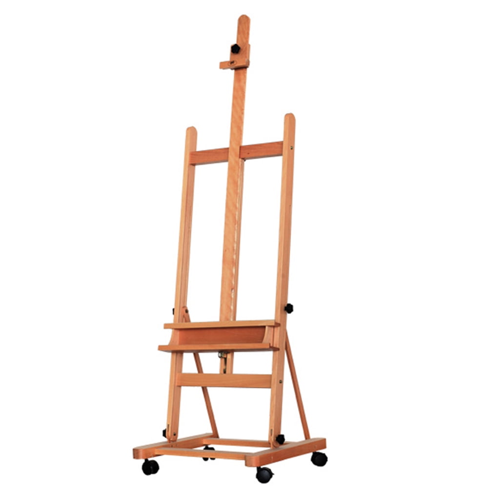Wuzstar Wooden Art Easel Studio H-Frame Artist Beechwood Floor Easel Painting Canvas Holder Stand w/ Wheels 56 inch to 91 inch Adjustable, Size: 20.87
