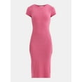 thumbnail image 4 of No Boundaries Ribbed Midi Dress with Cap Sleeves, Women's, 4 of 4