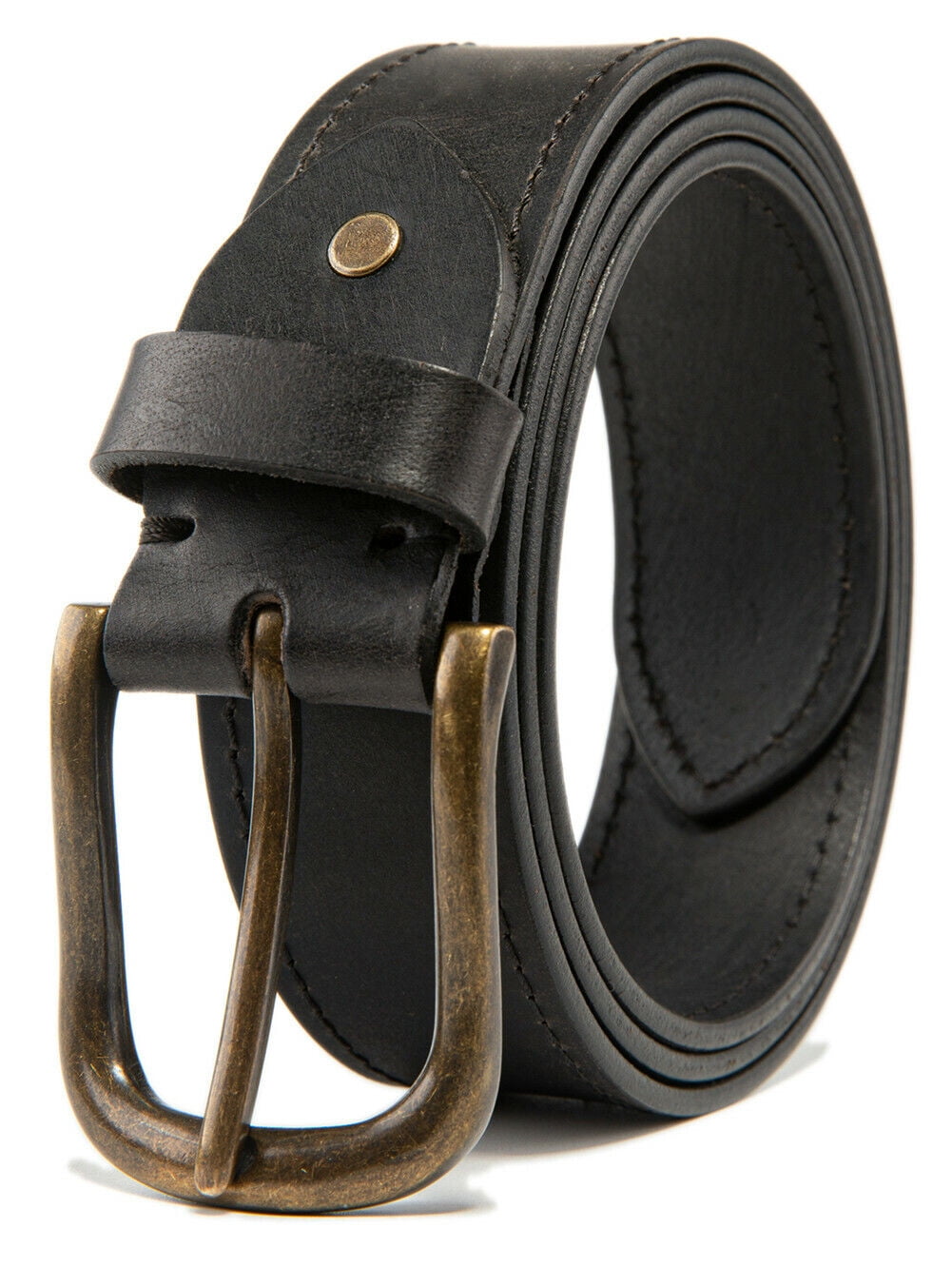 Men’s Top Grain Leather Belts Casual Jeans Solid Belts for Men 1.5inch ...