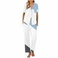 thumbnail image 6 of UAMVSH Pajamas Set for Women Short Sleeve Sleepwear Soft Button down Shirt with Long Pants Pj Lounge Sets, 6 of 6