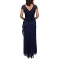 thumbnail image 2 of XSCAPE Womens Navy Zippered Beaded Short Sleeve V Neck Tea-Length Cocktail Sheath Dress Petites 12P, 2 of 2