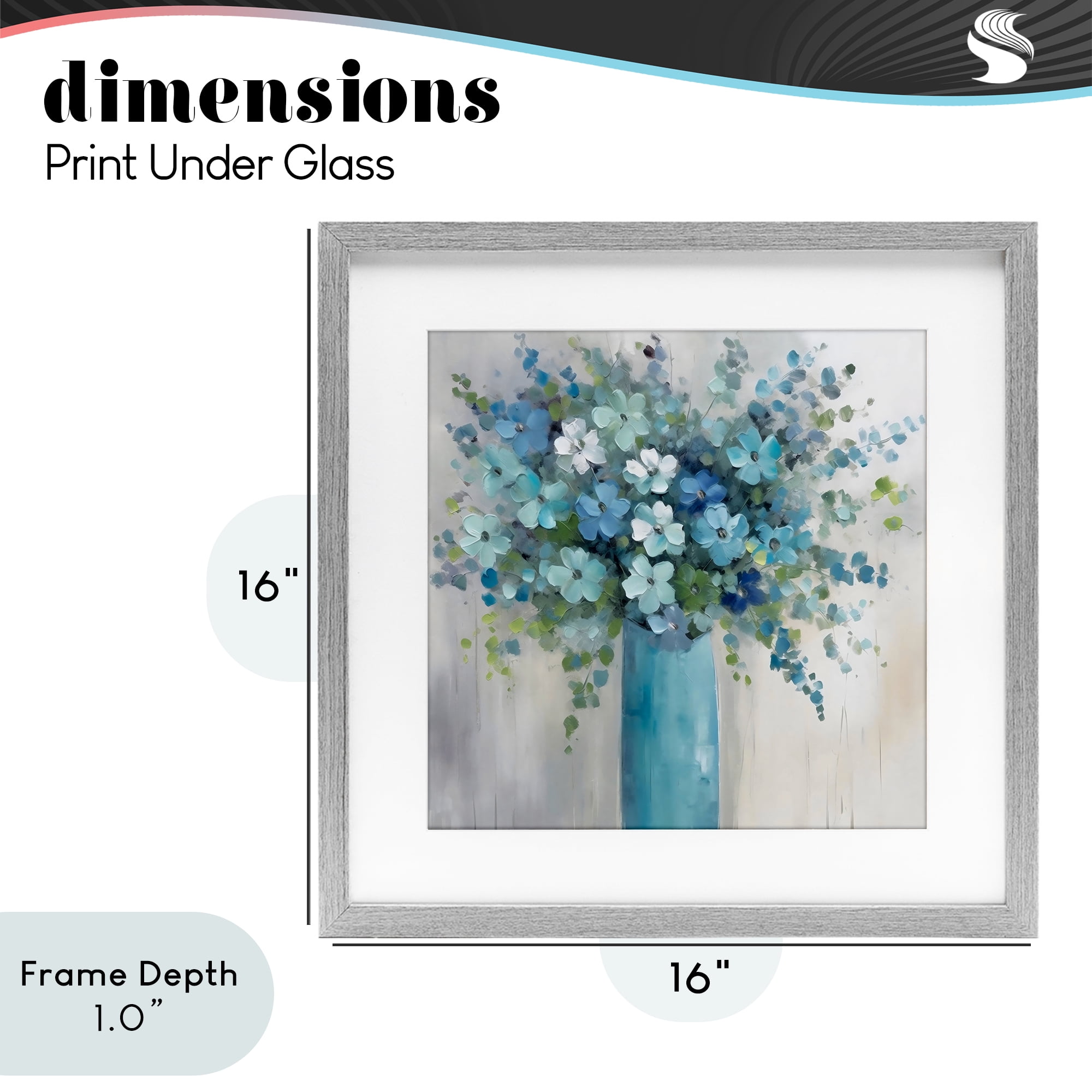 Stupell Industries Indigo Bouquet in Blue Vase Gray Framed Print Under Glass, design by Creative Studio