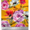thumbnail image 1 of Soimoi Orange Rayon Crepe Fabric Leaves & Floral Print Fabric by Yard 46 Inch Wide, 1 of 1
