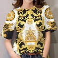 thumbnail image 3 of Camisetas de manga corta para mujer, Tops 3D, camisas barrocas de lujo, ropa de diseñador, camiseta informal de gran tamaño con cuello redondo, 3 of 4