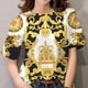 thumbnail image 3 of Camisetas de manga corta para mujer, Tops 3D, camisas barrocas de lujo, ropa de diseñador, camiseta informal de gran tamaño con cuello redondo, 3 of 4