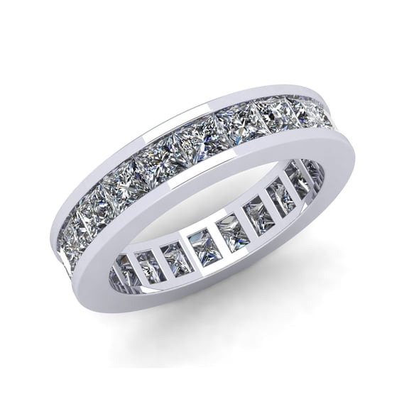 Natural 3.90Ct Princess Cut Diamond Classic Channel Set Women's Anniversary Wedding Eternity Band Ring Solid 14k White Gold I SI2