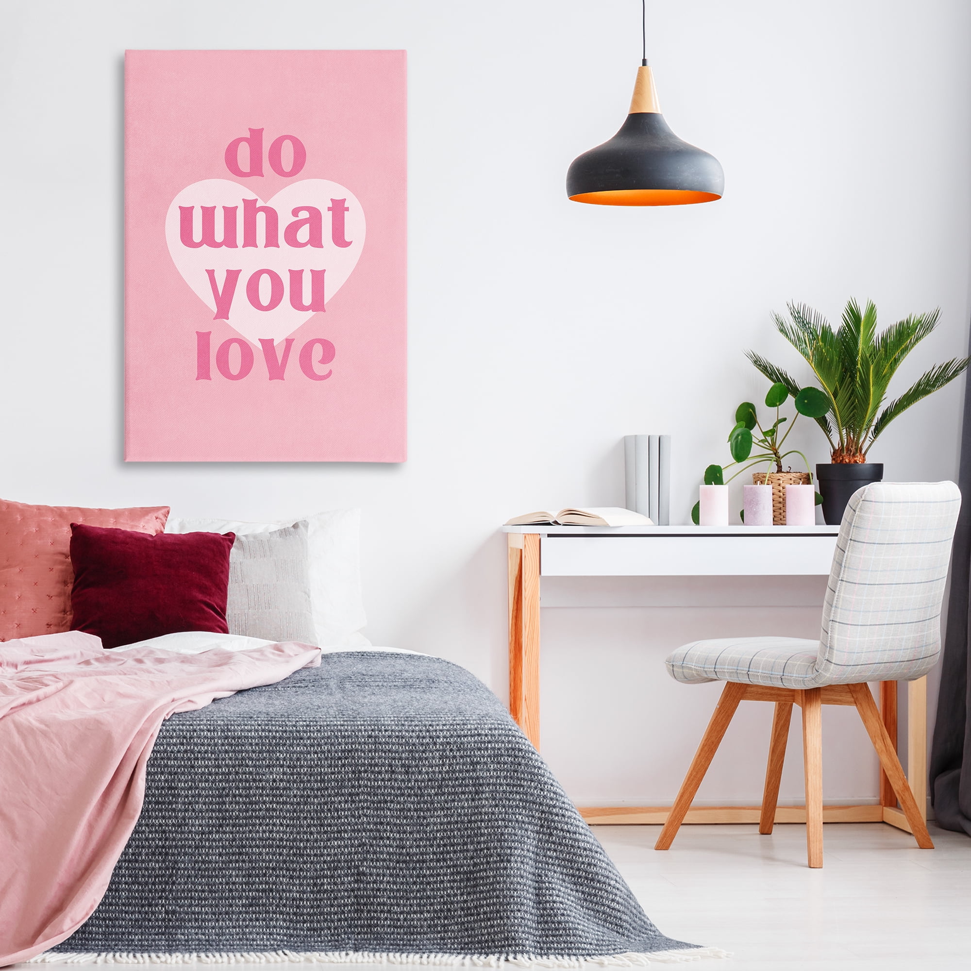 Stupell Industries Do What You Love Pink Text & Numbers Painting Wrapped Canvas Art Print Wall Art, 30 x 45