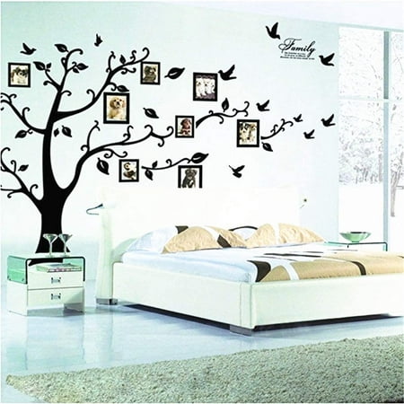 Large Family Tree Wall Decor Removable Picture Frames Decal Vinyl Stickers For Living Room Home Black Canada - Tree Wall Decor Stickers
