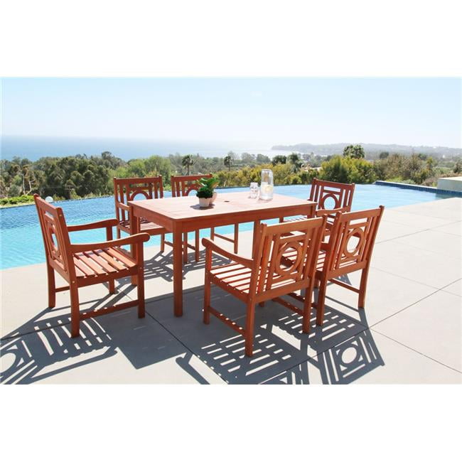 Malibu Outdoor 7piece Wood Patio Dining Set
