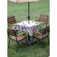thumbnail image 4 of Outdoor Tablecloth with Umbrella Hole for Patio/Picnic/Party/Camping, Purple Flowers Waterproof Table Cloth Square Cover Washable, Spring Watercolor Floral Leaves Plants (60"x 60"), 4 of 8
