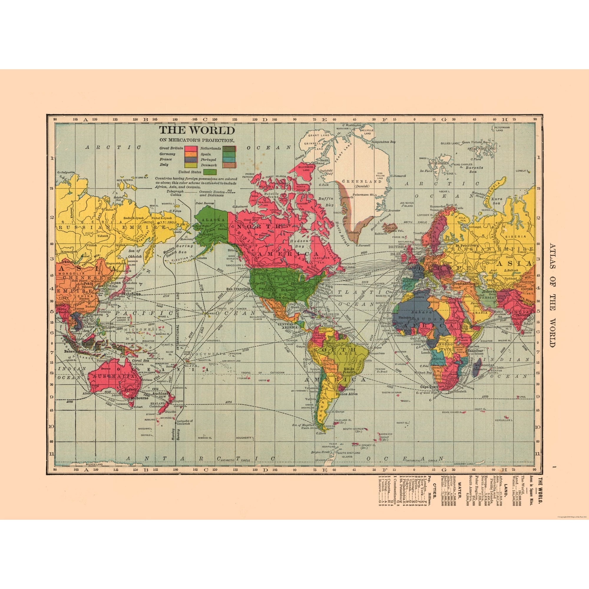 Historic Map - World - Hammond 1910 - Vintage Wall Art