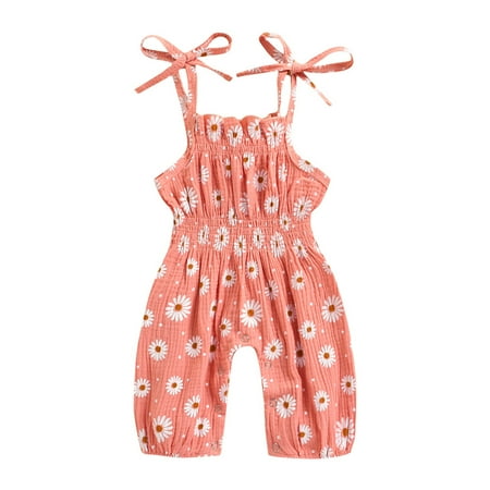 

Little Girl Onesies Romper Sleeveless Daisy Girl s Print Jumpsuit Baby Bodysuit Strap Girls Romper Jumpsuit Toddler Summer Cool Play Daily Wear