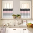 thumbnail image 3 of Black Pink Gray Striped Window Tier Curtains 24 Inch Length, Abstract Art Gradient Stripes Rod Pocket Window Treatment Kitchen Drapes for Bedroom, Cafe, Living Room, 2 Panels, 27.5 W x 24 L, 3 of 5