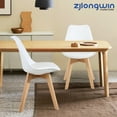 thumbnail image 2 of PP Upholstered Side Dining Chair with Beech Wood Legs, White, Set of 2, 2 of 6