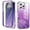 Purple, variant on iPhone 12 Pro Max Case with Screen Protector, Gradient Color Feather Pattern Full Body Shockproof Protective Anti-Scratch Drop Proof Slim Fit Phone Case for Apple iPhone 12 Pro Max, Pink