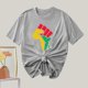 thumbnail image 4 of Camiseta de Cuello Redondo Impresa Nueva Moda Casual de Manga Corta de las Mujeres, Mezcla Ligera de Poliéster para la Primavera, 4 of 6
