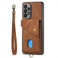 thumbnail image 3 of ELEHOLD for Samsung Galaxy A52 5G, Wallet Case with Card Slots,Rugged Shockproof Anti Scratch Kickstand with Hand Strap Wallet Case,Support Magnetic Car Mount, brown, 3 of 5