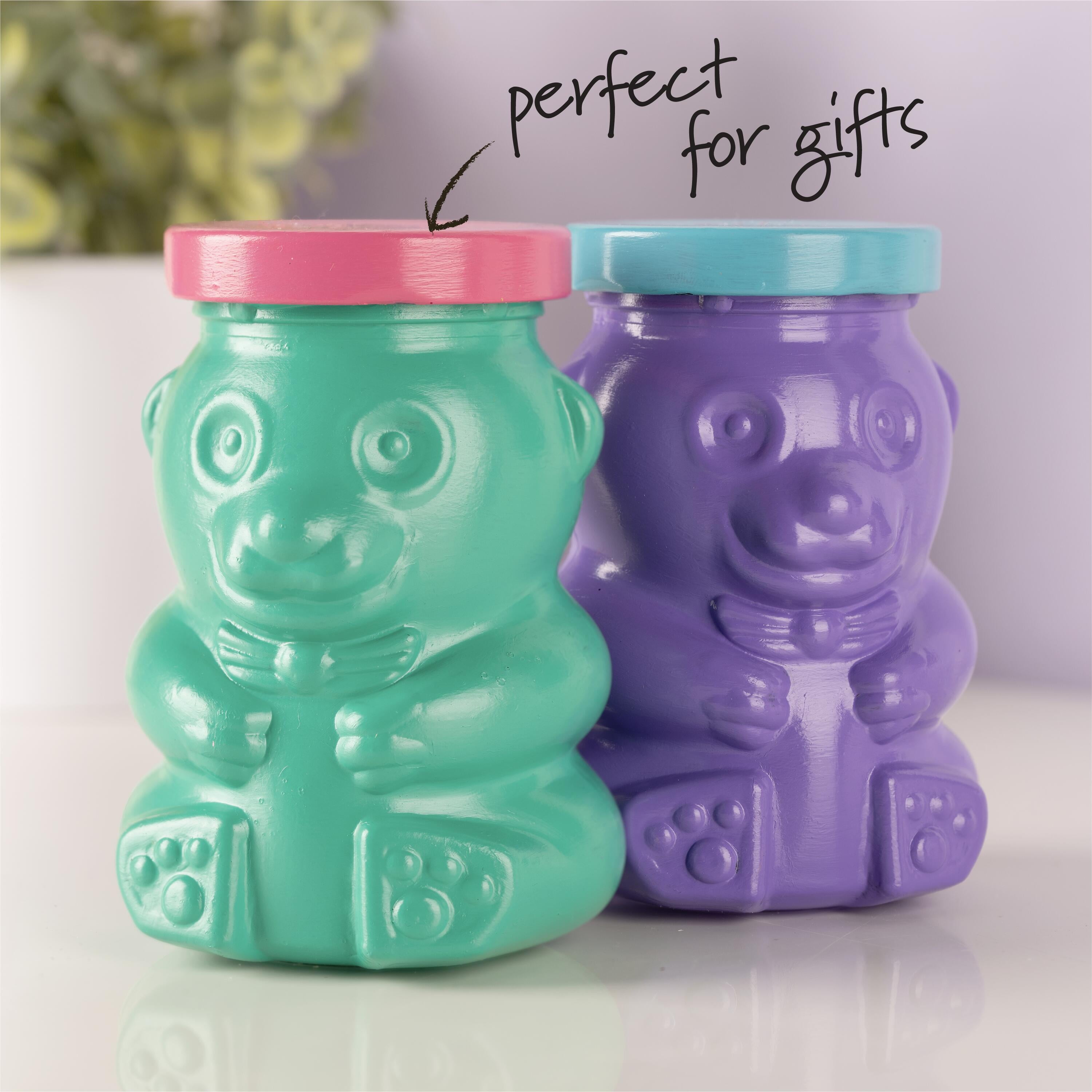 (3 pack) Plaid Surfaces Glass Bear Jar with Lid, 6.08 oz Customizable Jar for DIY Arts and Crafts