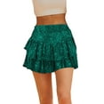 thumbnail image 3 of VUPSGEZ Women's Bead Skirt Skirt Stretch Solid Color Pleated Skirt (Green,M), 3 of 4