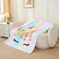 thumbnail image 4 of Unicorn Size Throw Blanket, Rainbow Unicorn Fleece Blanket ren Women Bedroom, Kawaii Eyelash Sherpa Blanket Pastel Gradient Glitter Plush Bed Blanket, 4 of 6