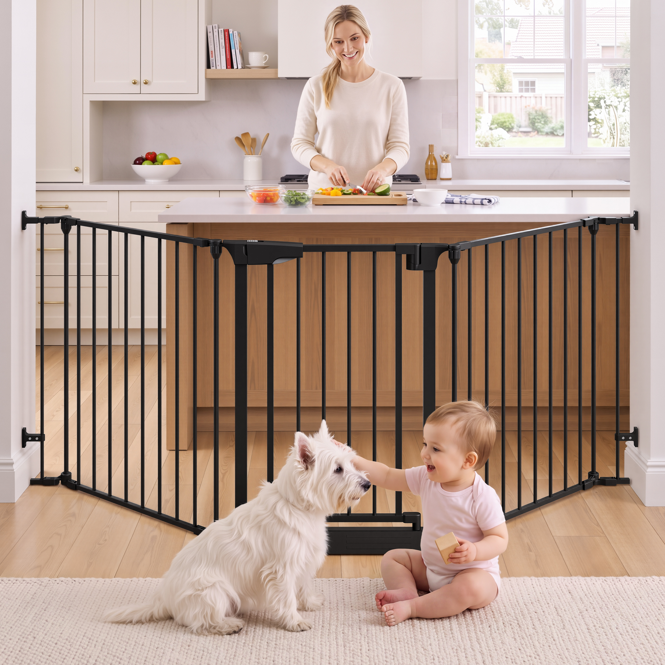 Vomeast Extra Wide Baby Safety Gate, 34.6-84.2 in, Black photo 1