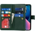 thumbnail image 5 of iPhone 13/14 Phone Case Wallet for Women Men with Card Holder, iPhone 13 Crossbody Case with Strap Shoulder Lanyard, Zipper Pocket PU Leather Cases Purse for iPhone 13,6.1 Inch Dark Green, 5 of 14