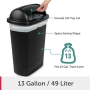 Sterilite Large Kitchen Trash Can, 13 Gallon Plastic Garbage Bin with Roll Top Lid, Black