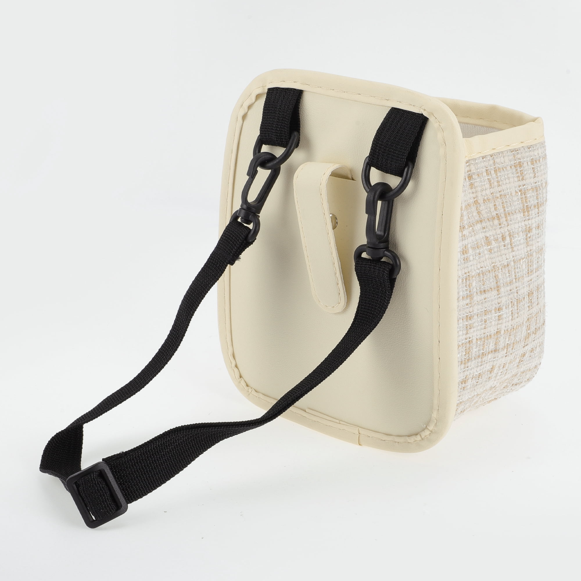 Unique Bargains Car Trash Can Hanging 6.3x3.9x7.1in Bin Fabric 1 Pcs Beige