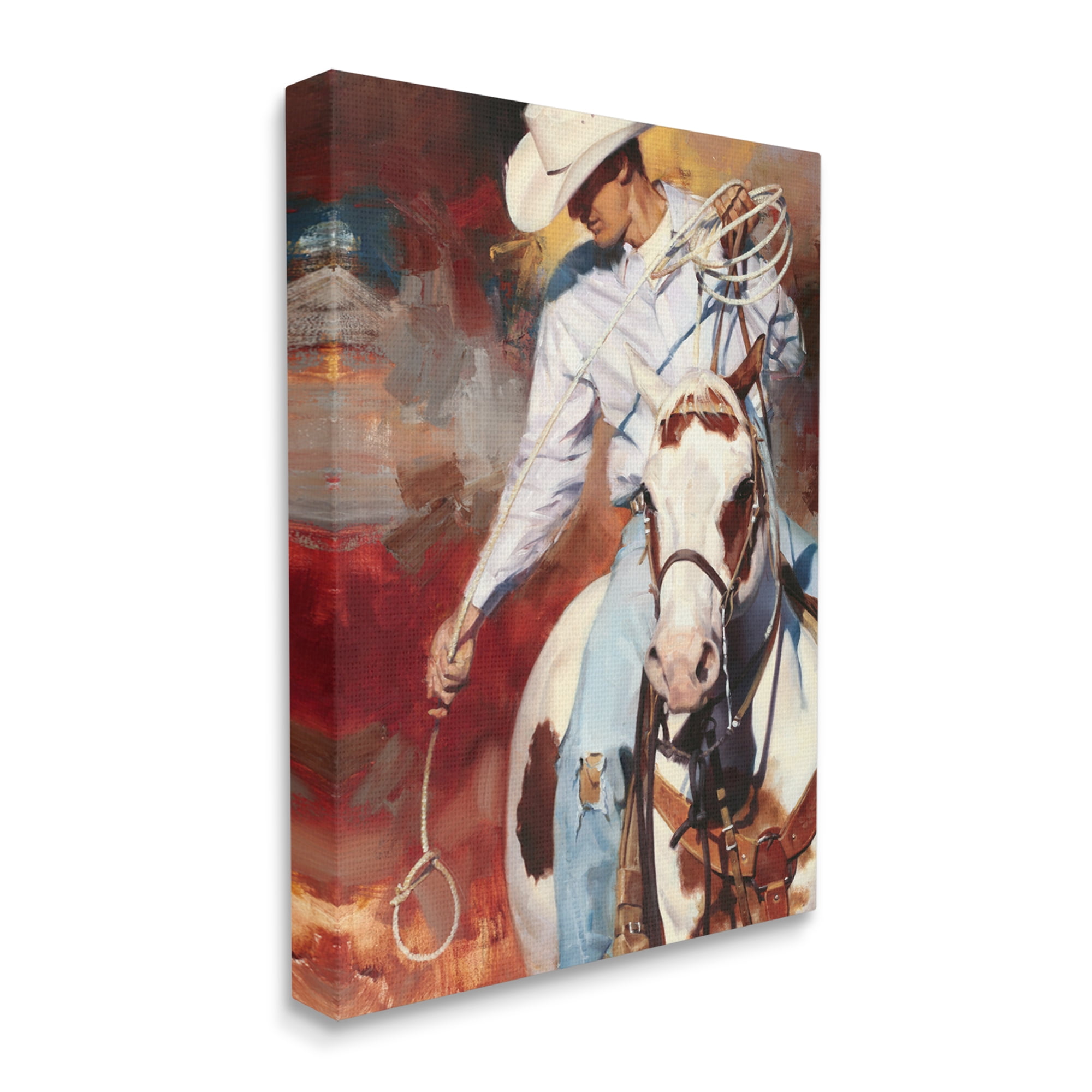 Stupell Industries Cowboy & Lasso Painting Animals & Insects Painting Gallery Wrapped Canvas Print Wall Art, 24 x 30